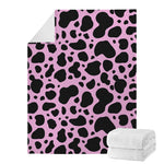Black And Pink Cow Print Blanket