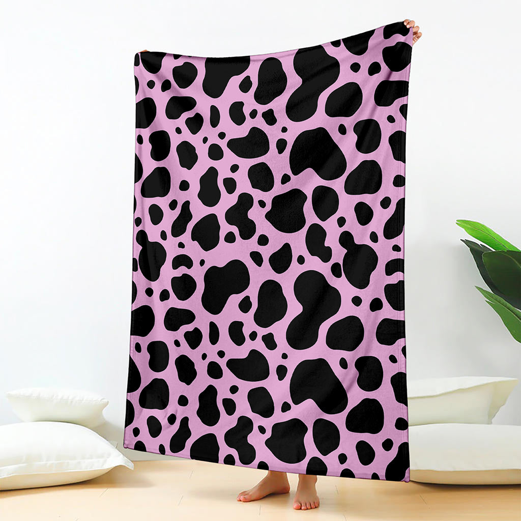 Black And Pink Cow Print Blanket