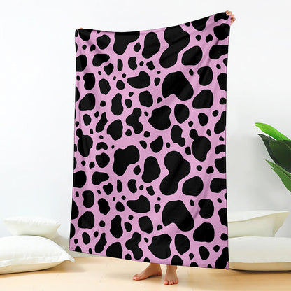 Black And Pink Cow Print Blanket