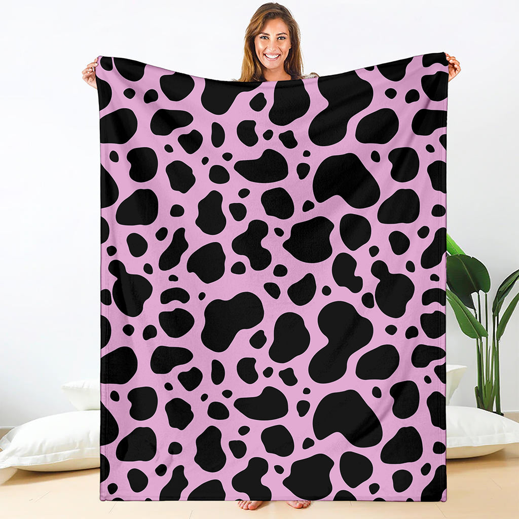 Black And Pink Cow Print Blanket