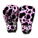 Black And Pink Cow Print Boxing Gloves