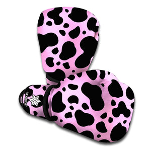 Black And Pink Cow Print Boxing Gloves