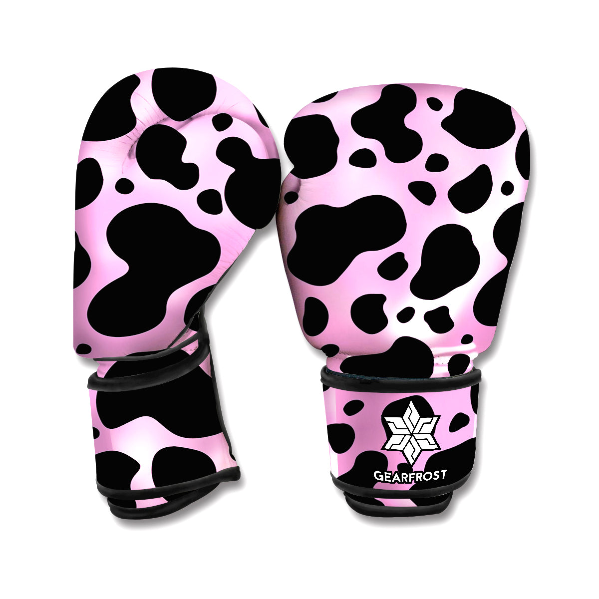 Black And Pink Cow Print Boxing Gloves