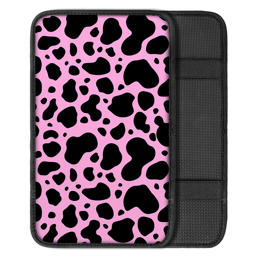 Black And Pink Cow Print Car Center Console Cover