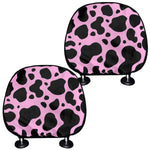 Black And Pink Cow Print Car Headrest Covers
