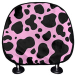 Black And Pink Cow Print Car Headrest Covers