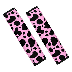 Black And Pink Cow Print Car Seat Belt Covers