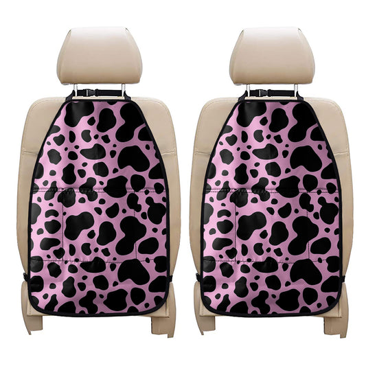 Black And Pink Cow Print Car Seat Organizers