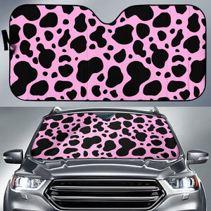 Black And Pink Cow Print Car Sun Shade GearFrost