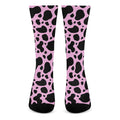 Black And Pink Cow Print Crew Socks