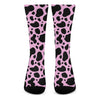 Black And Pink Cow Print Crew Socks