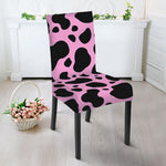 Black And Pink Cow Print Dining Chair Slipcover