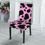 Black And Pink Cow Print Dining Chair Slipcover