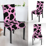 Black And Pink Cow Print Dining Chair Slipcover