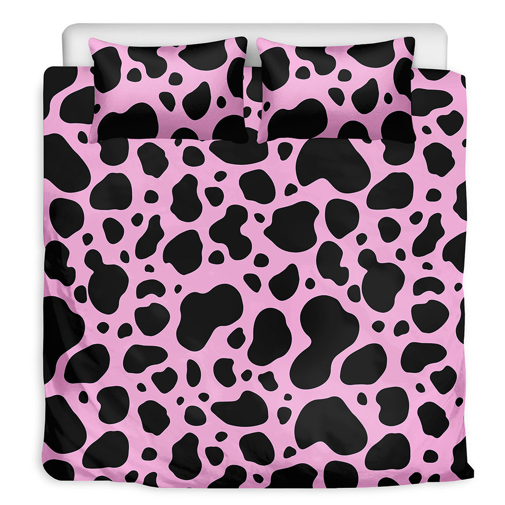 Black And Pink Cow Print Duvet Cover Bedding Set
