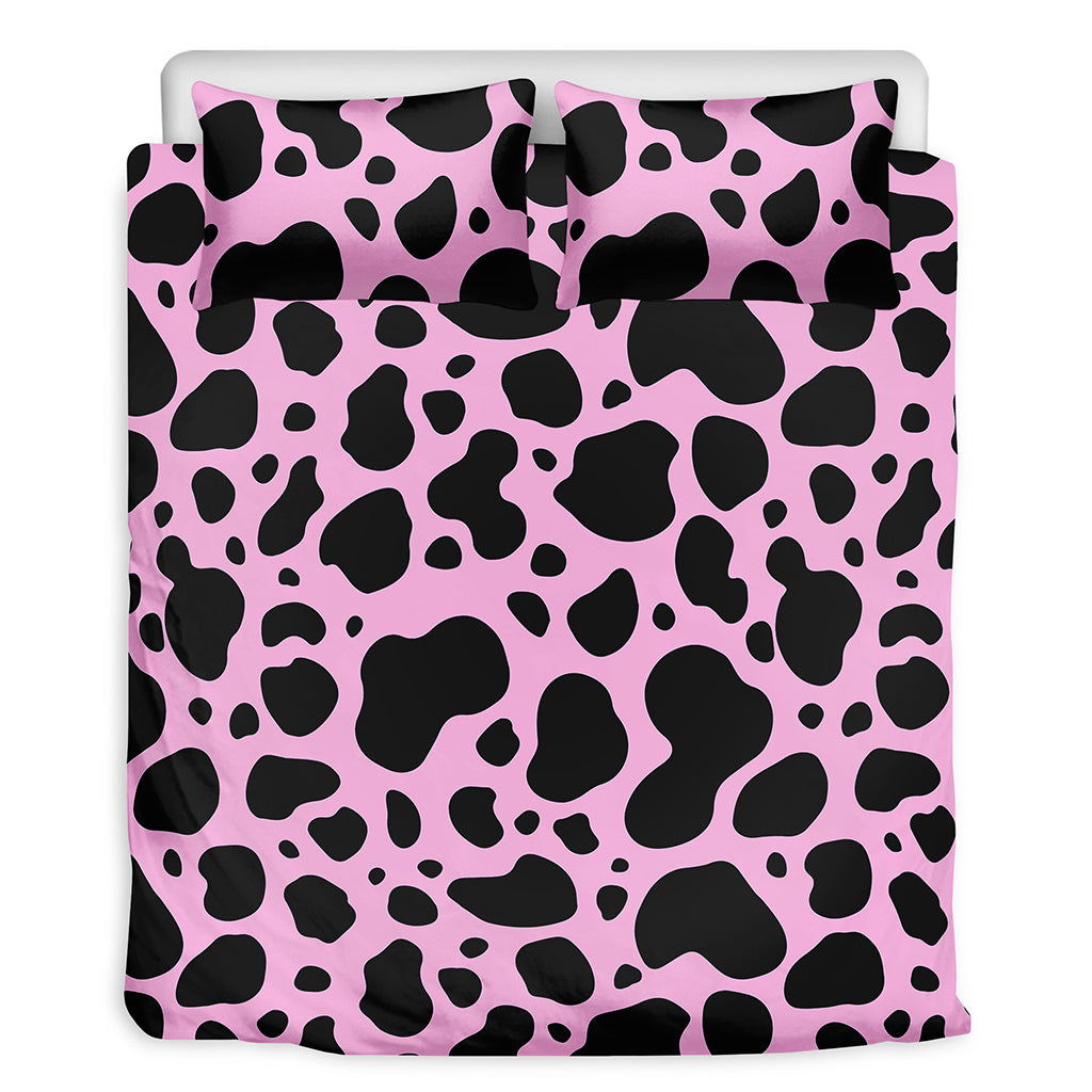Black And Pink Cow Print Duvet Cover Bedding Set