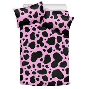 Black And Pink Cow Print Duvet Cover Bedding Set