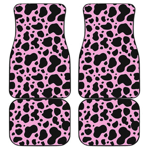 Black And Pink Cow Print Front and Back Car Floor Mats