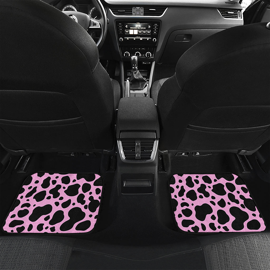 Black And Pink Cow Print Front and Back Car Floor Mats