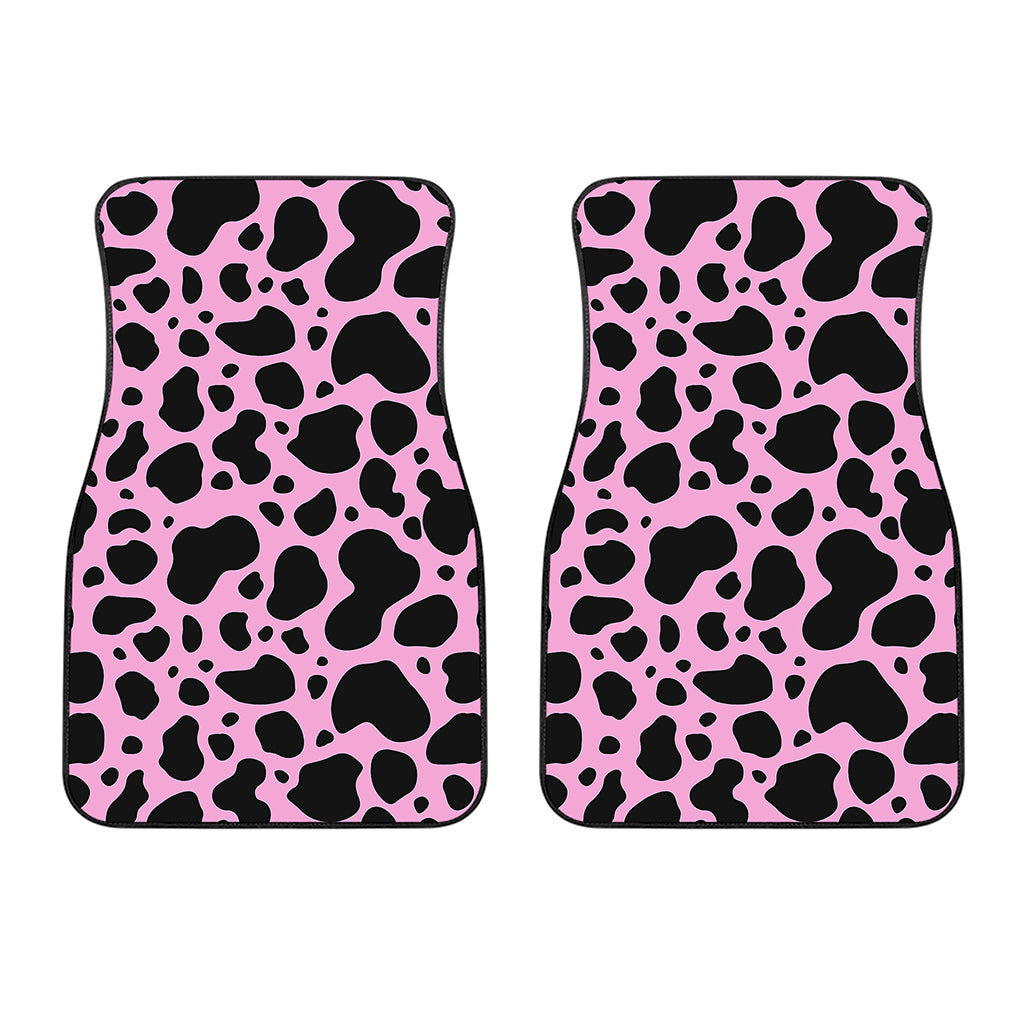 Black And Pink Cow Print Front Car Floor Mats