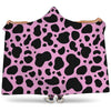 Black And Pink Cow Print Hooded Blanket