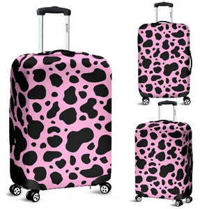 Black And Pink Cow Print Luggage Cover GearFrost