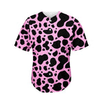 Black And Pink Cow Print Men's Baseball Jersey