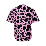 Black And Pink Cow Print Men's Baseball Jersey