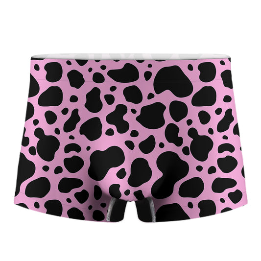 Black And Pink Cow Print Men's Boxer Briefs