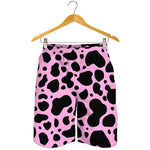 Black And Pink Cow Print Men's Shorts