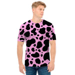 Black And Pink Cow Print Men's T-Shirt