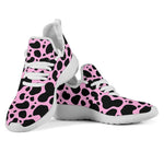 Black And Pink Cow Print Mesh Knit Shoes GearFrost