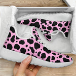 Black And Pink Cow Print Mesh Knit Shoes GearFrost