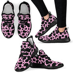 Black And Pink Cow Print Mesh Knit Shoes GearFrost