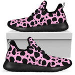 Black And Pink Cow Print Mesh Knit Shoes GearFrost