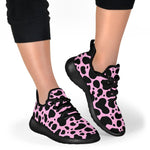 Black And Pink Cow Print Mesh Knit Shoes GearFrost