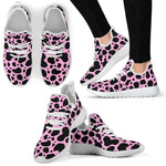Black And Pink Cow Print Mesh Knit Shoes GearFrost
