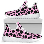 Black And Pink Cow Print Mesh Knit Shoes GearFrost