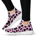Black And Pink Cow Print Mesh Knit Shoes GearFrost