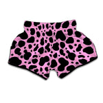 Black And Pink Cow Print Muay Thai Boxing Shorts