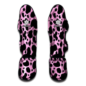 Black And Pink Cow Print Muay Thai Shin Guard