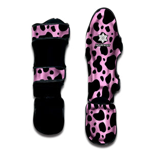 Black And Pink Cow Print Muay Thai Shin Guard