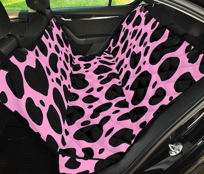 Black And Pink Cow Print Pet Car Back Seat Cover