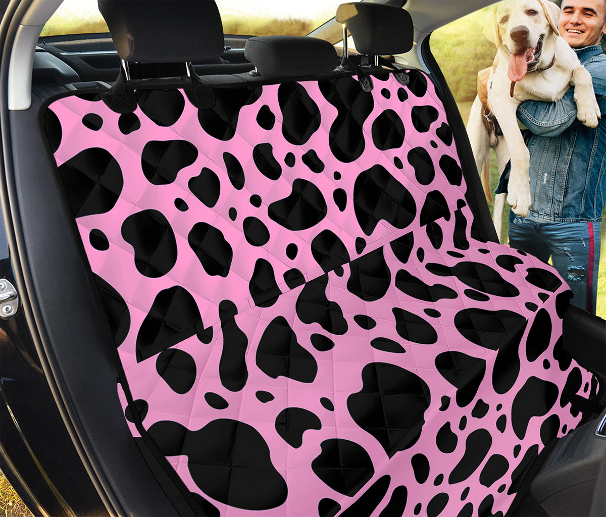 Black And Pink Cow Print Pet Car Back Seat Cover
