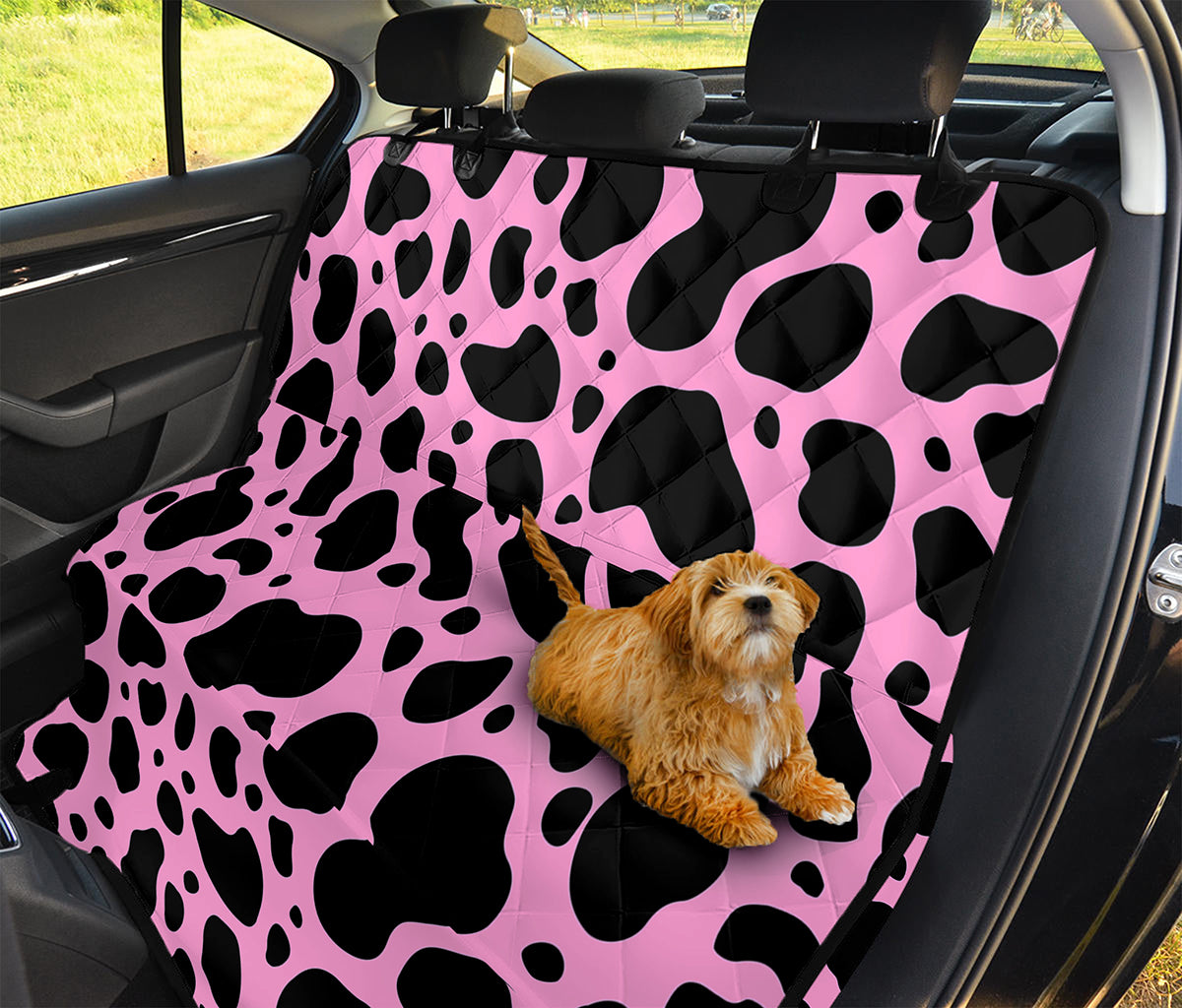 Black And Pink Cow Print Pet Car Back Seat Cover