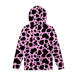 Black And Pink Cow Print Pullover Hoodie