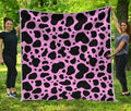 Black And Pink Cow Print Quilt