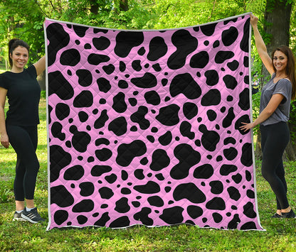 Black And Pink Cow Print Quilt