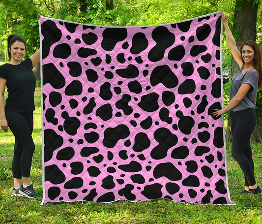 Black And Pink Cow Print Quilt