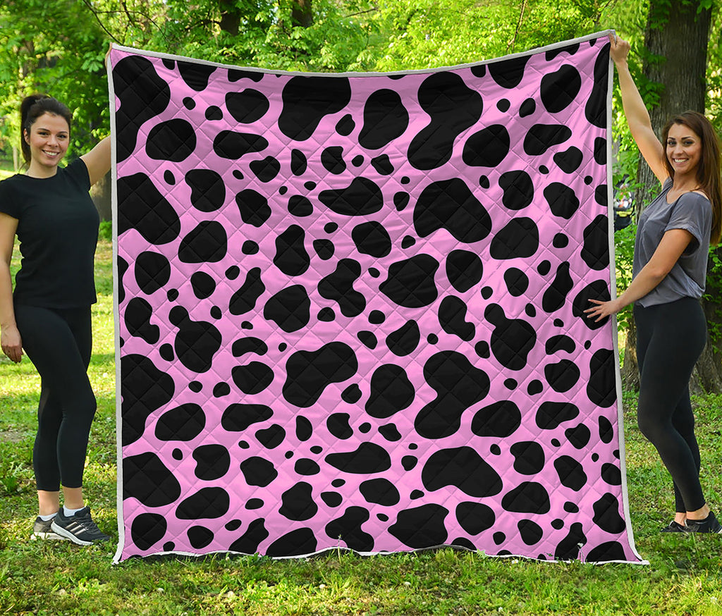 Black And Pink Cow Print Quilt